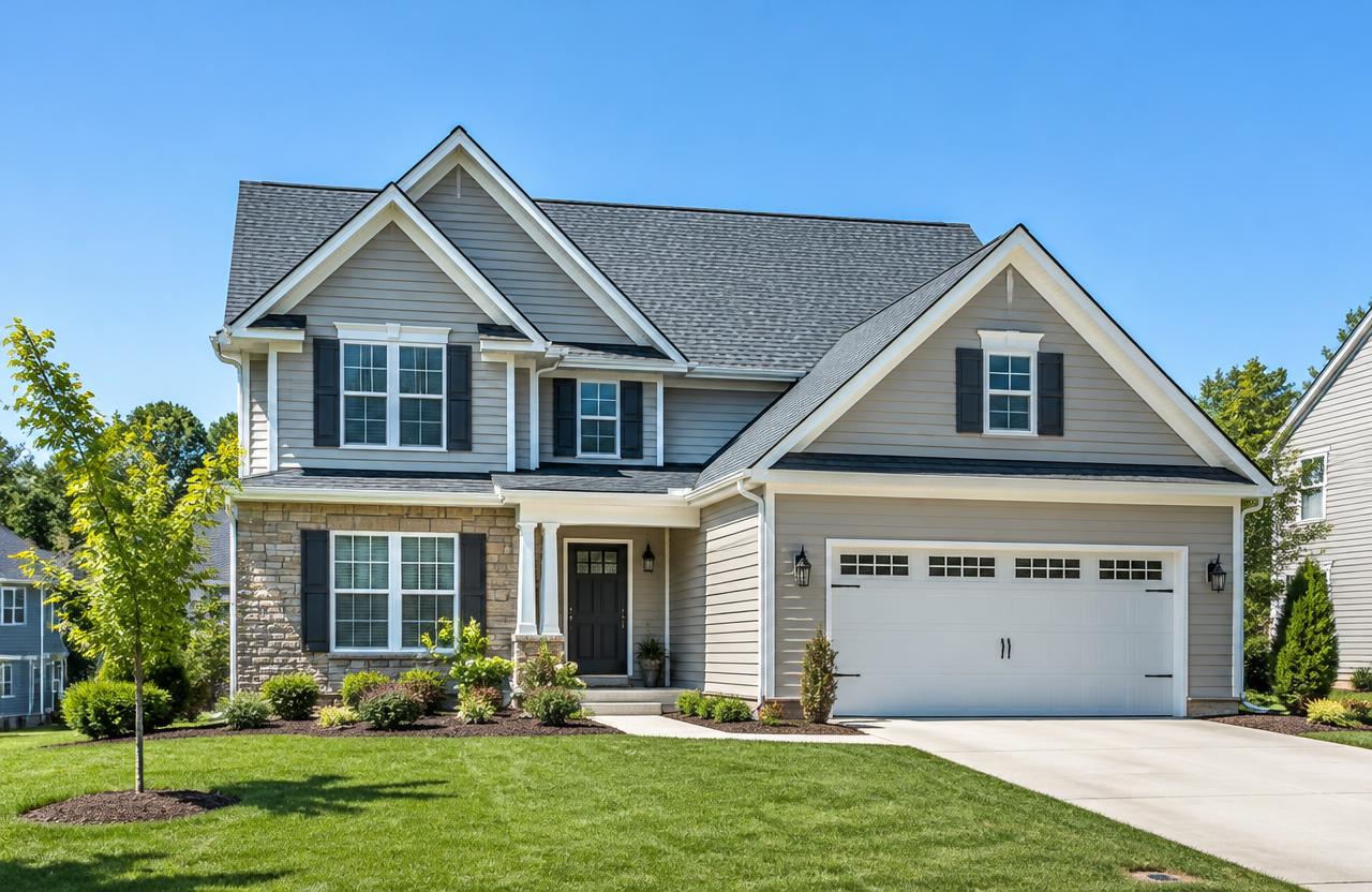 Residential home with an asphalt shingle roof